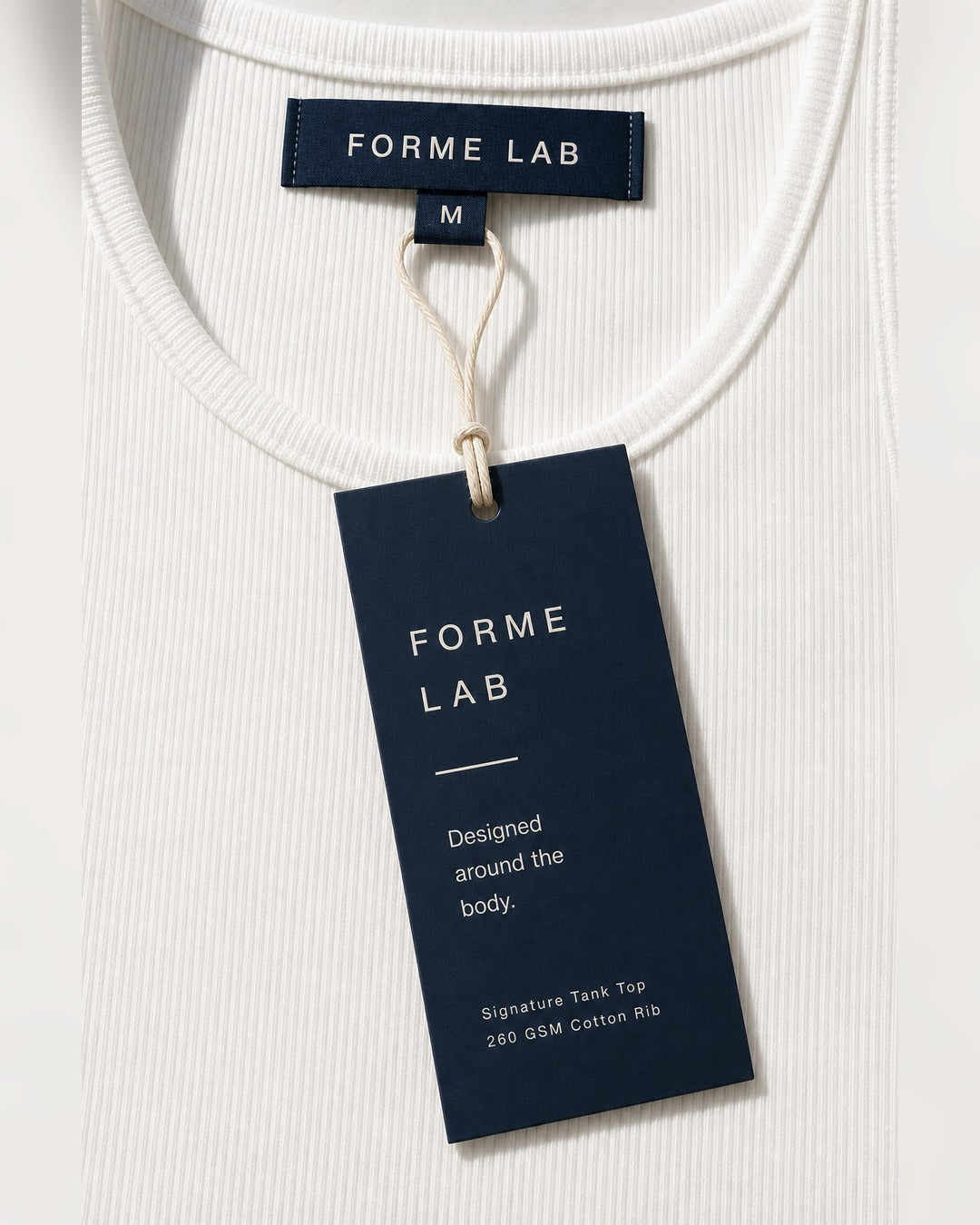 FORME LAB TT001 hangtag design – SS27 bodywear system